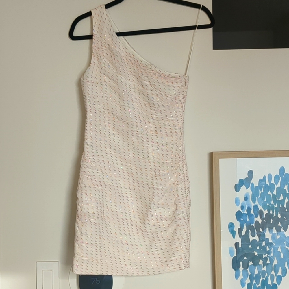 NWT Haney "Tinsley" one-shoulder white dress